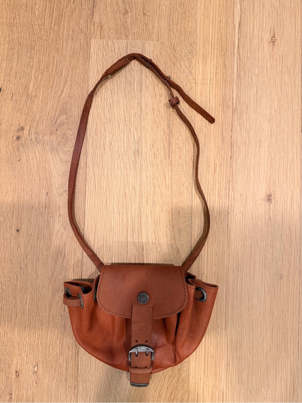 Free People Brown Cow Leather Drawstring Crossbody Bag